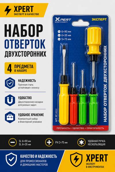 Набор отверток XPERT 4в1 (дешевые,120шт)